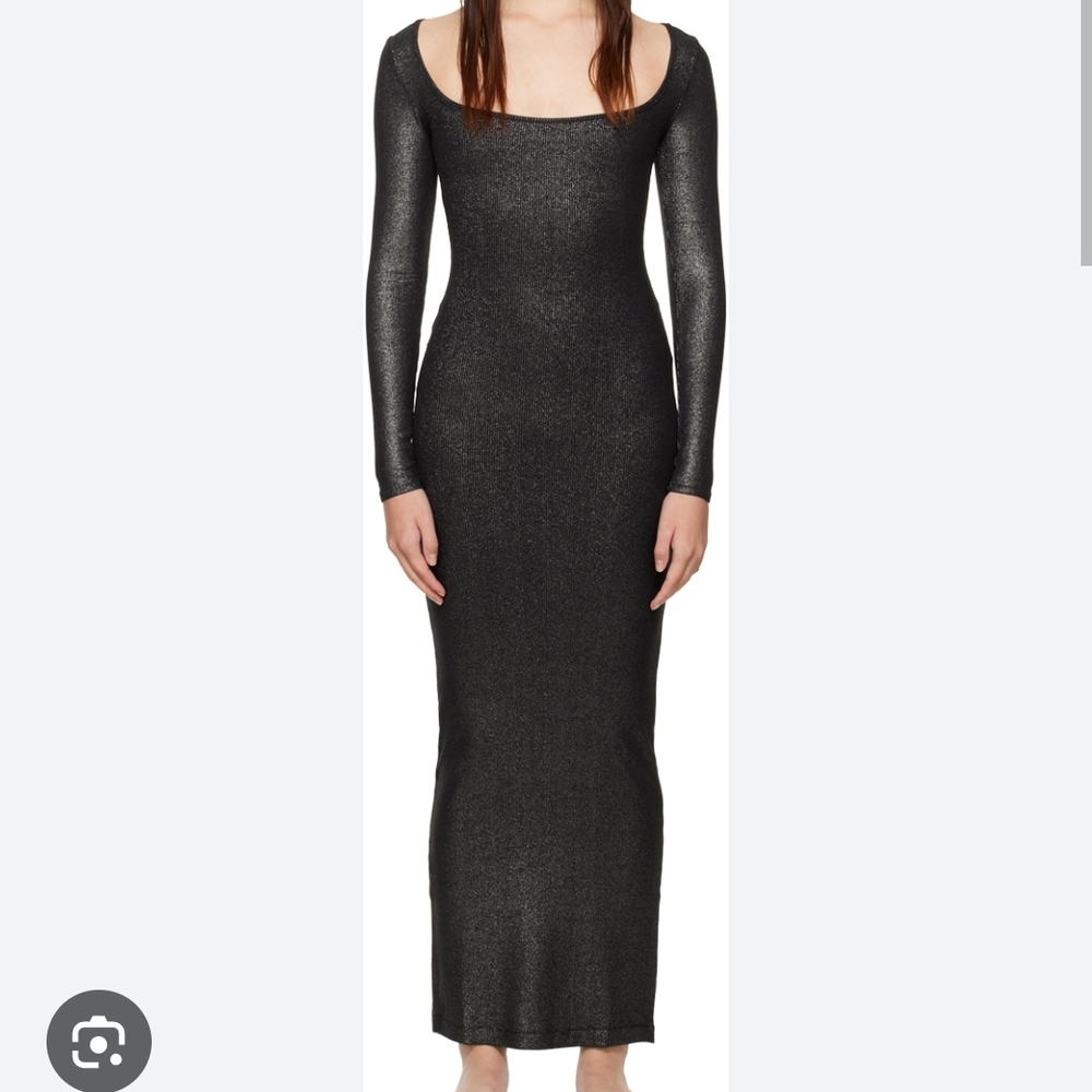 SKIMS Metallic Black Long Sleeve Dress